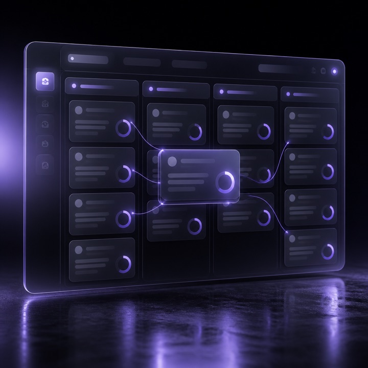Mockup de dashboard CRM con IA: pipeline de leads con scoring y panel de resumen